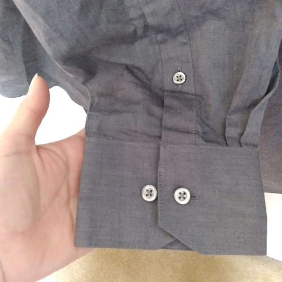 Van Heusen Gray Blue Long Sleeve Regular Fit End on End Button Up Shirt - Picture 5 of 7